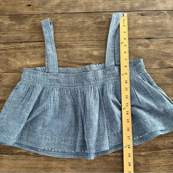 NWT American Eagle size Large Chambray Swing Tank Top Embroidered Western Blue L - Picture 7 of 8
